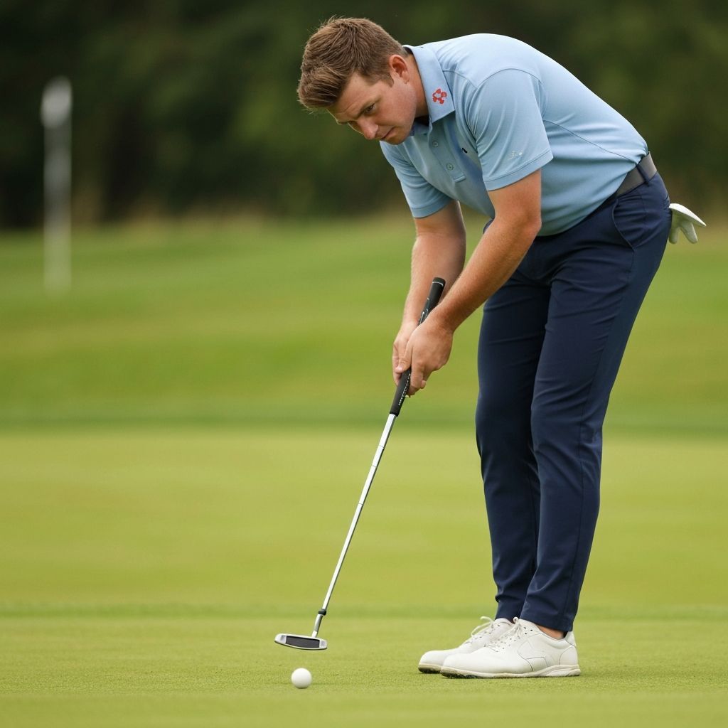 Golfer practicing on putting green